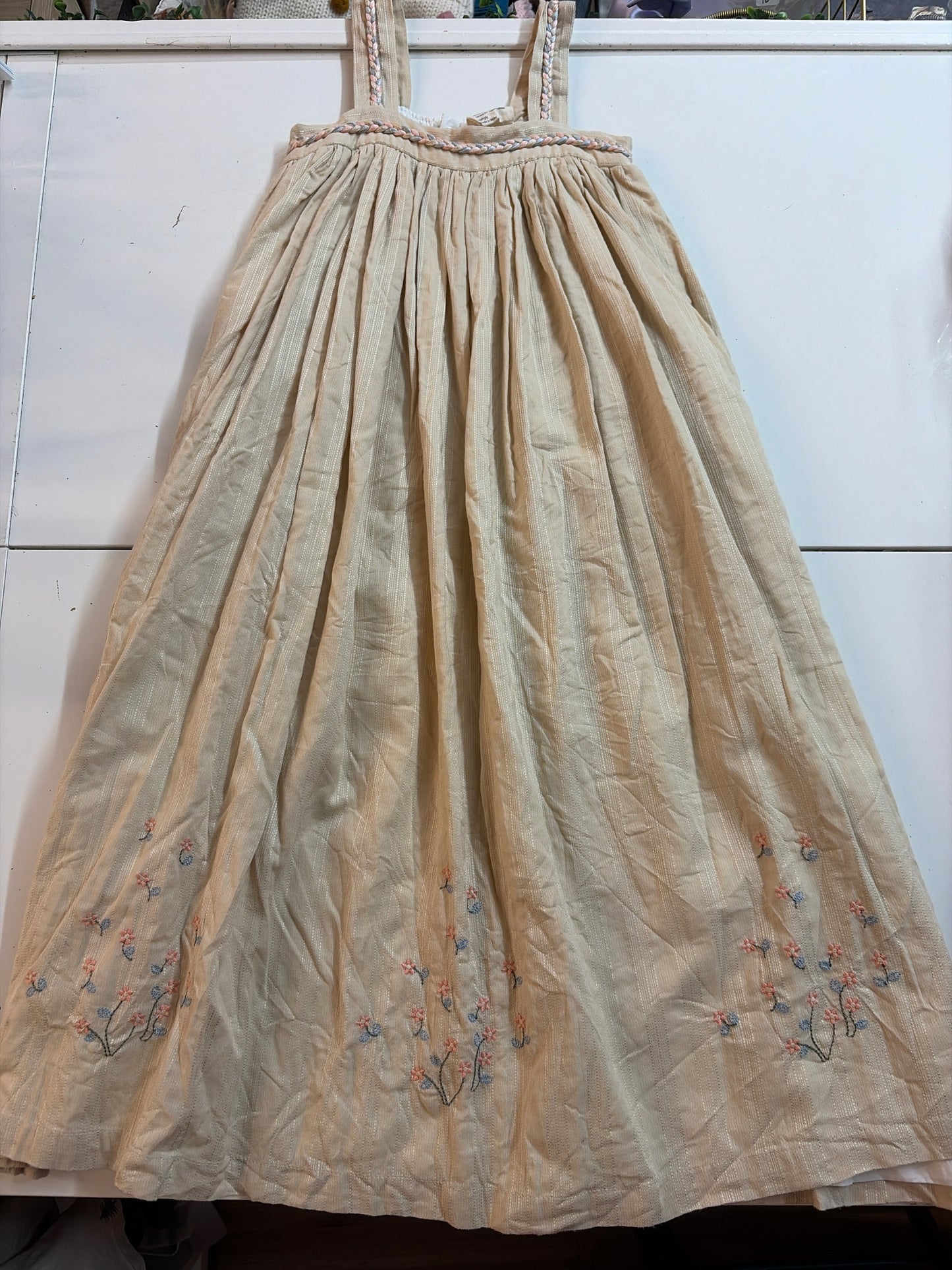 4t Well Dressed Wolf HTF khaki maxi dress with floral embroidery detail