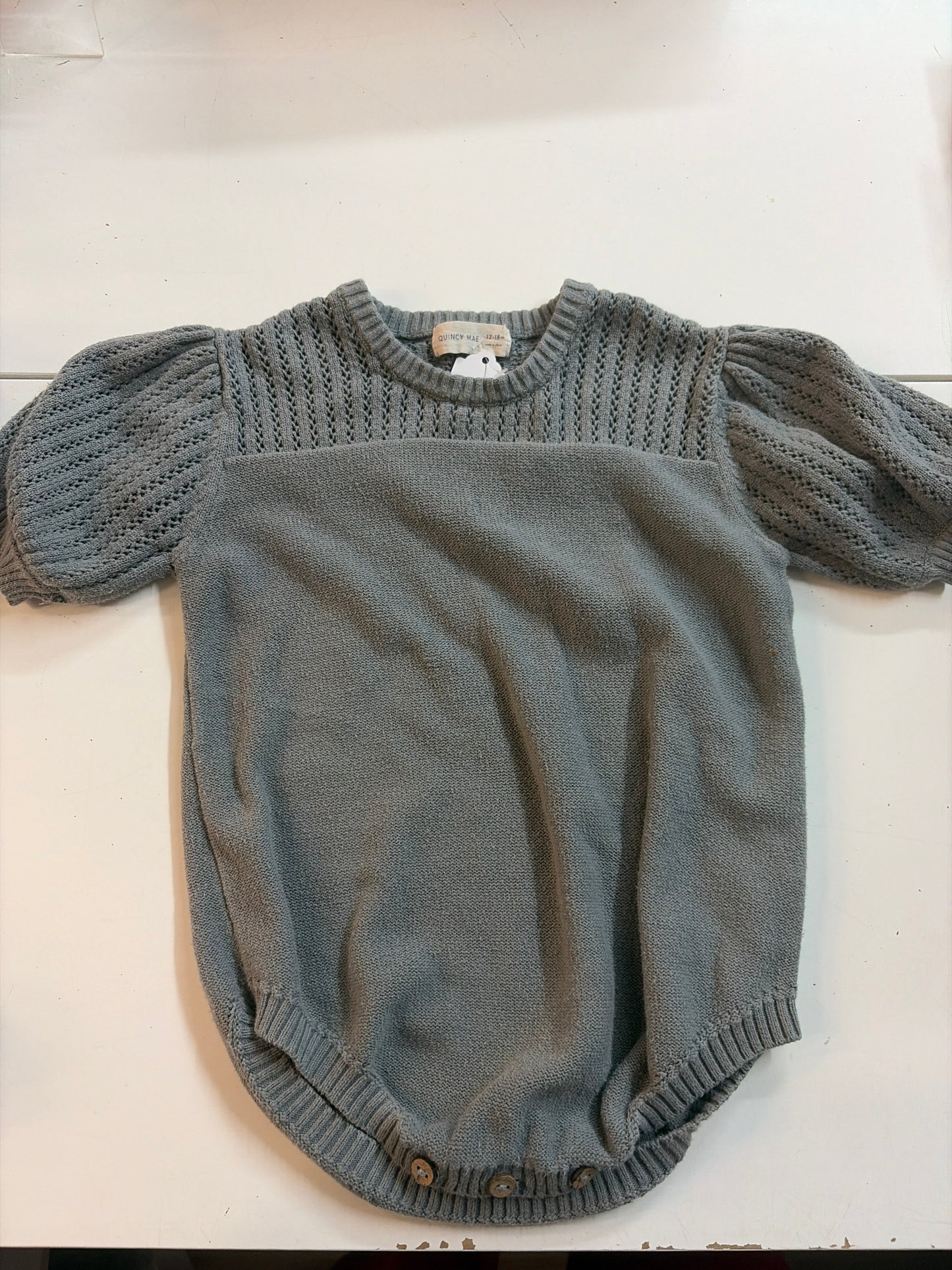12-18mo Quincy Mae grey sweater romper