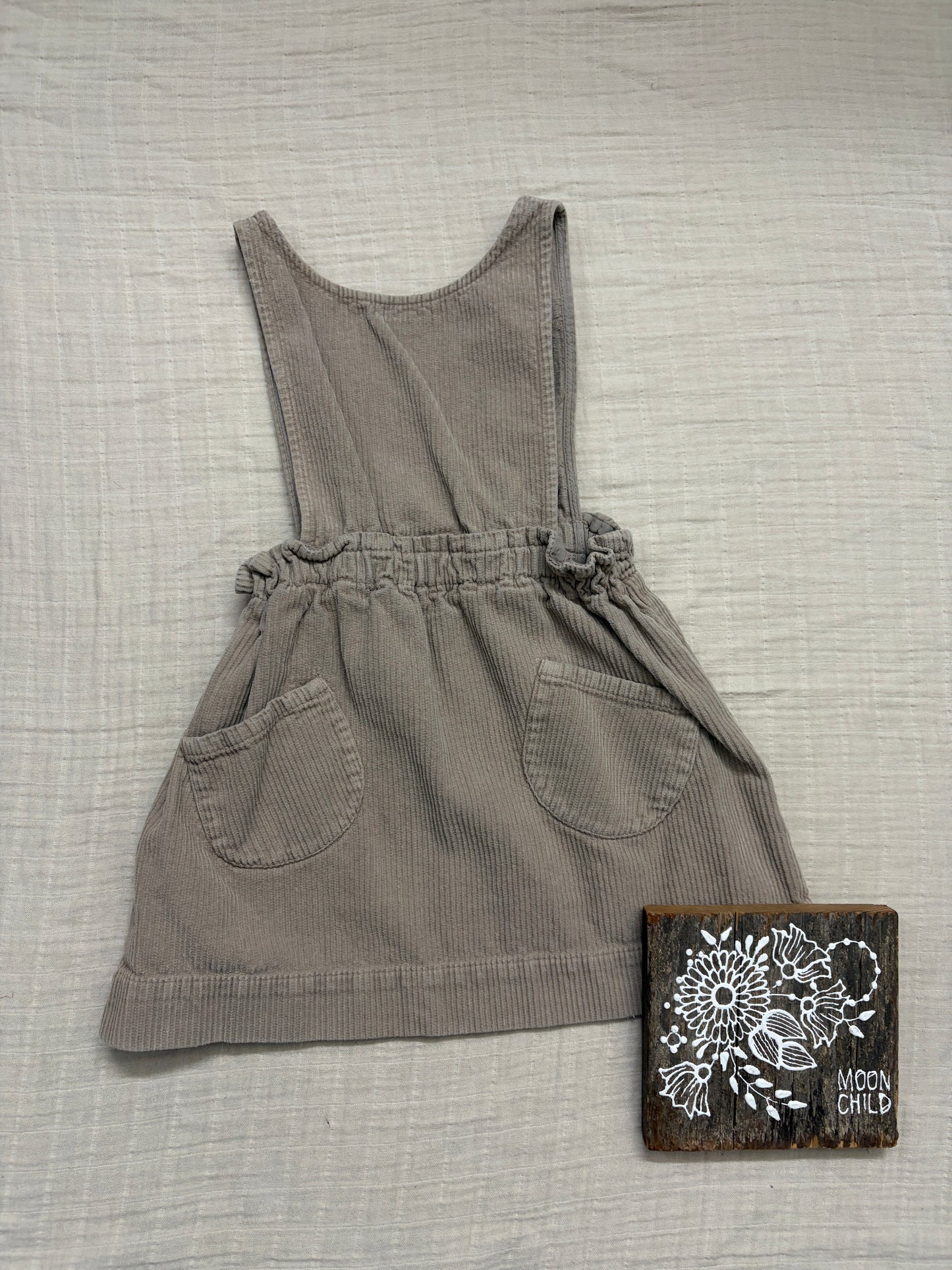 Zara apron dress tan
