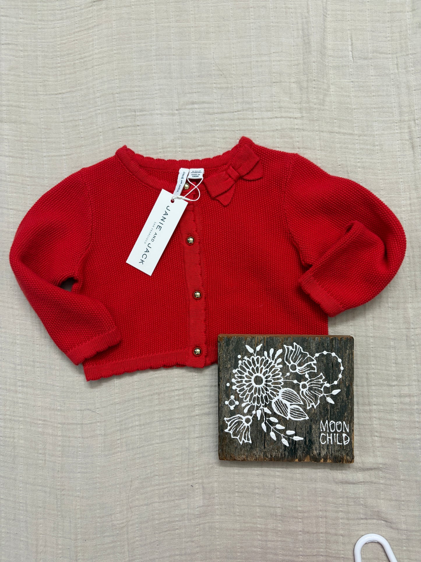 BNWT Janie and Jack red bow cardigan 6/12