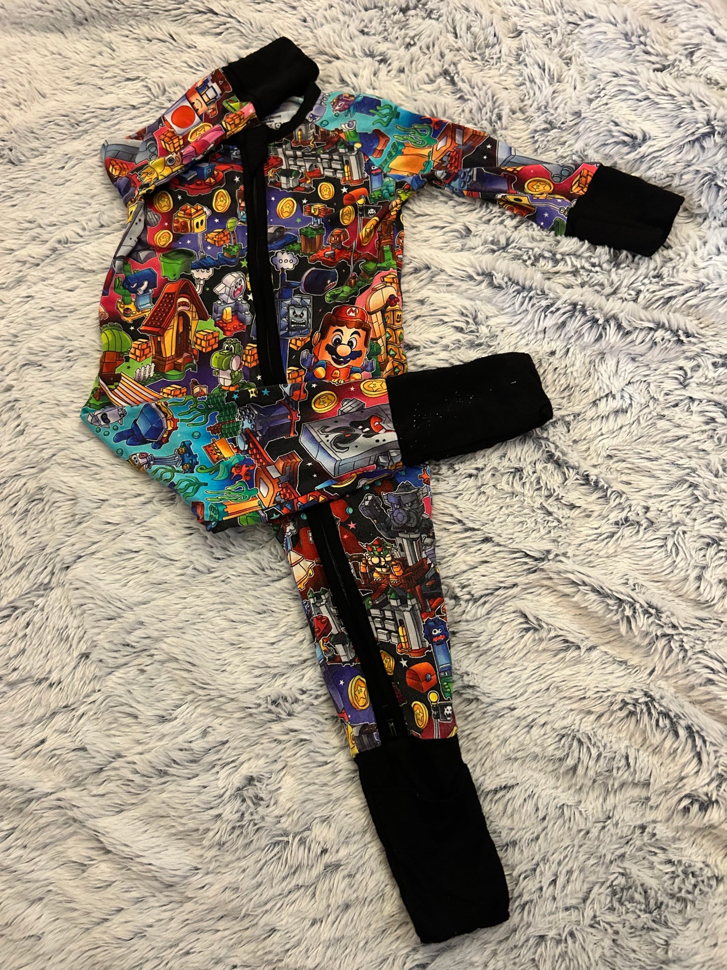 3-6m Millie Rose Bamboo Mario Onesie