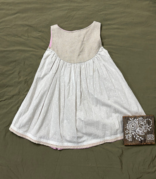 Well Dressed Wolf linen tan and cream dress 5Y