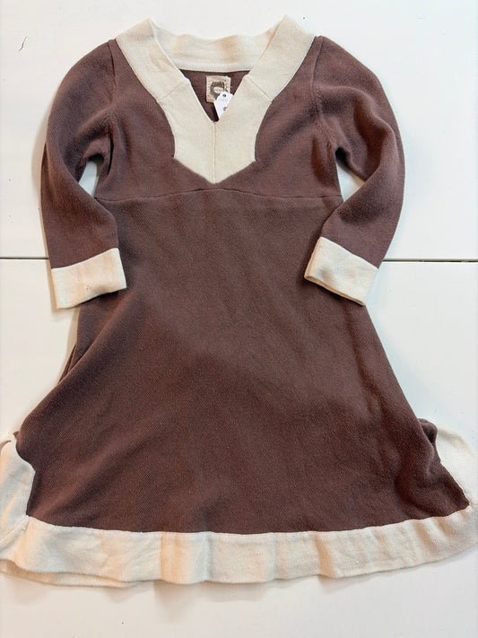 4t Nest Pima Cotton brown and cream sweater dress