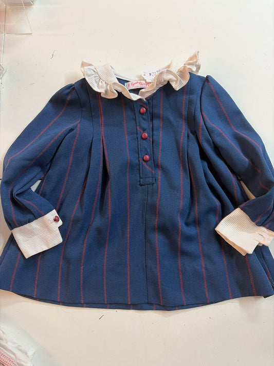 3t Vintage Lynley Designs navy and red pinstripe dress wool blend