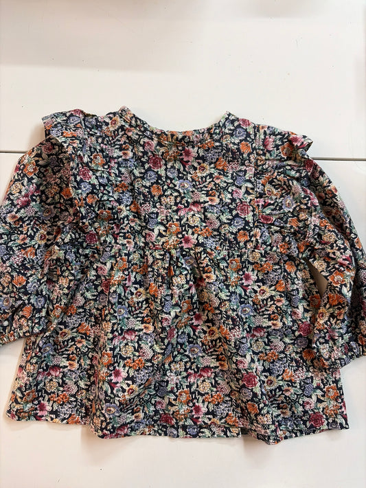 2T handmade floral ruffle tunic ls top