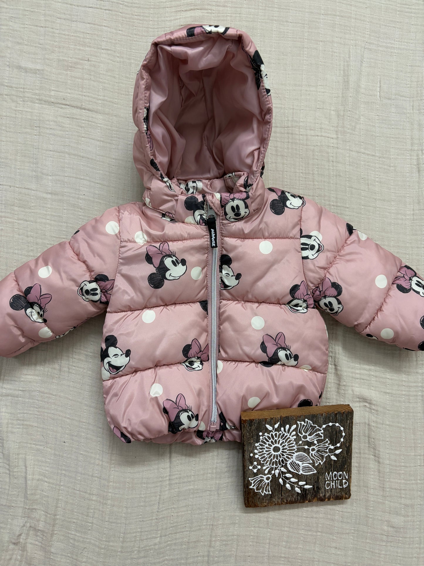 H&M Minnie blush bg Puffer jacket 6/12