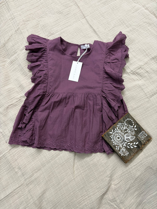 Jamie Kay 5/6Y purple blouse with ruffle and eyelet detail BNWT
