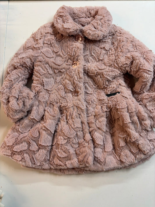 4t Calvin Klein blush faux fur coat