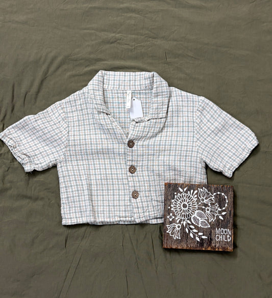 Rylee and Cru cropped button up short sleeve linen 5Y