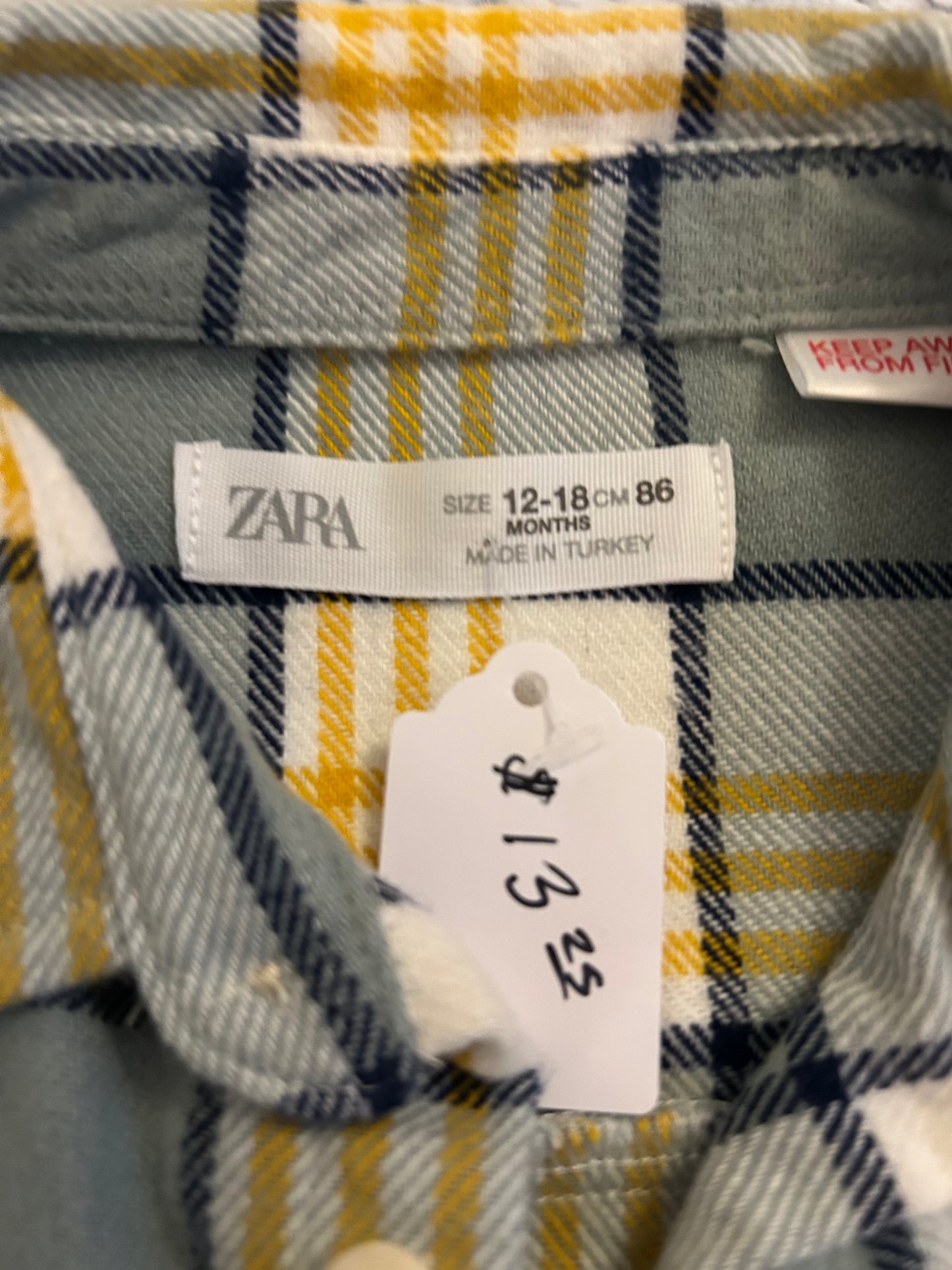 12-18m Zara Plaid Flannel