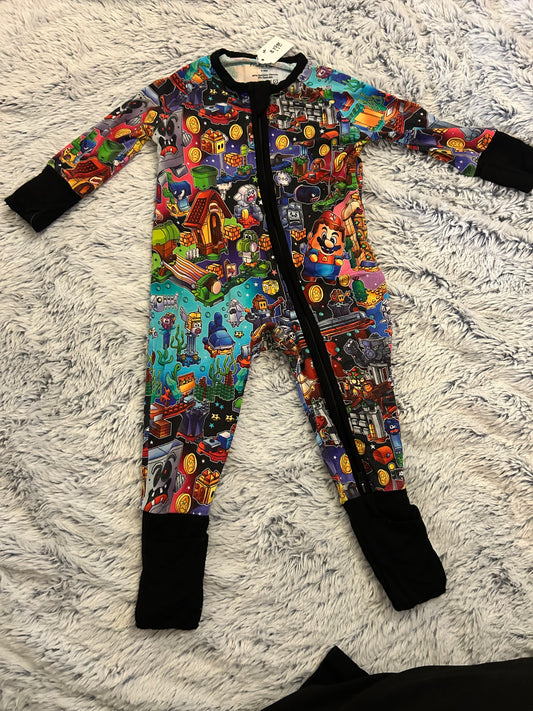 3-6m Millie Rose Bamboo Mario Onesie