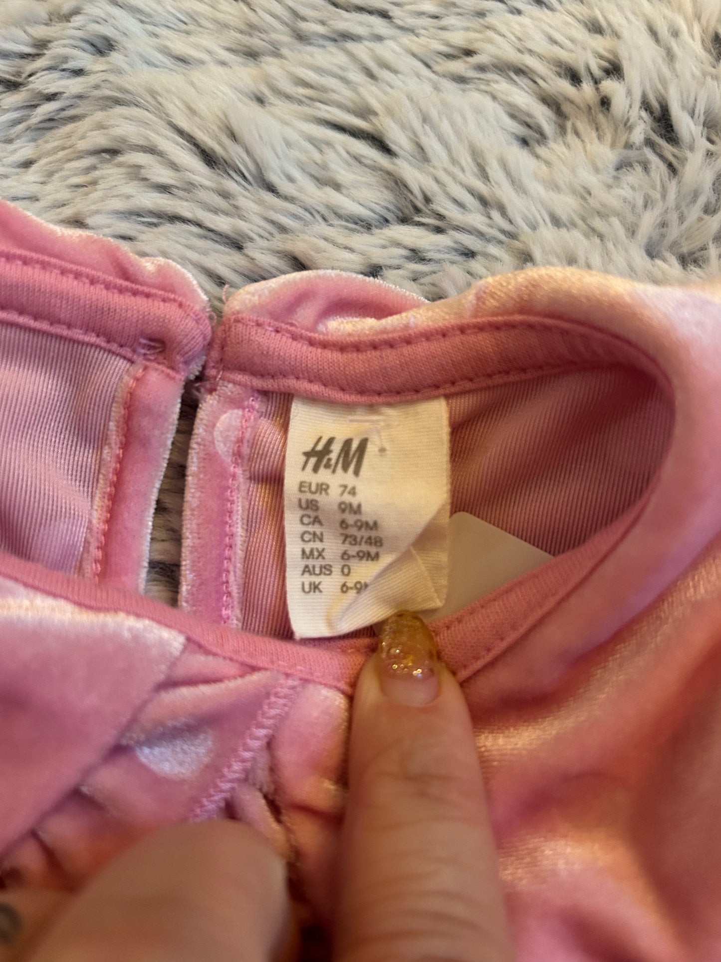 9m H&M Pink Velvet Dress